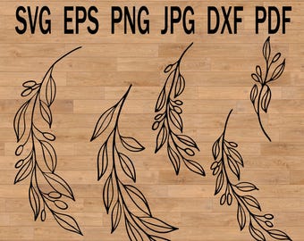 Olive branches svg  Plotter File Dxf fall silhouette eps
