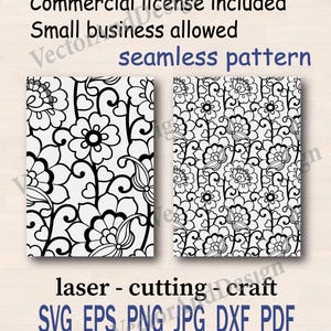 Floral Lace SVG Template, Seamless Pattern, Filigree Ornament (Digital Download)
