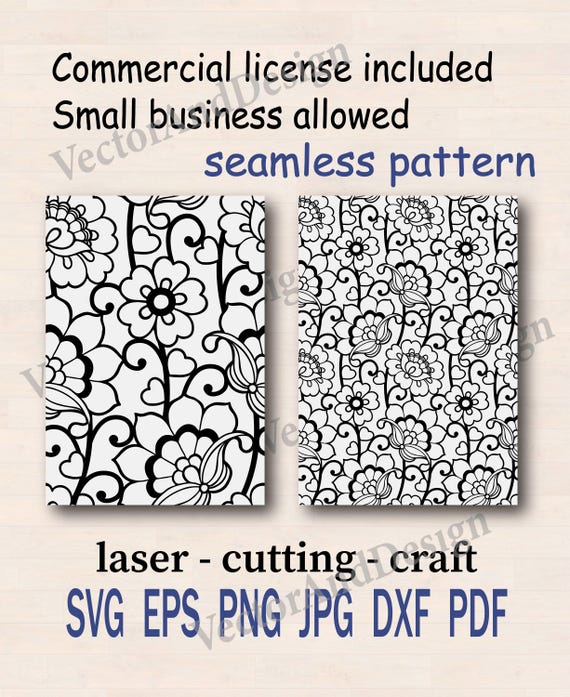 Seamless Floral Lace Pattern SVG Bundle for Cricut, Digital Paper and Printing