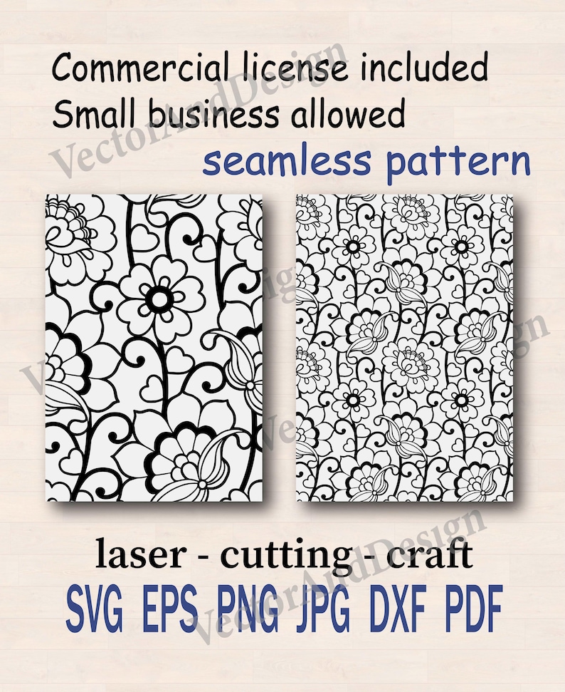 Floral Lace SVG Template, Seamless Pattern, Filigree Ornament (Digital Download)