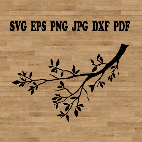 Tree branch Svg, Leaves dxf, nature svg, Tree dxf, Branch silhouettes, Leaf Branch clipart, Branch vector svg, Forest silhouette