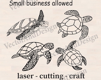 Ocean Sea Turtle SVG Bundle,  Turtle Silhouette, Nautical Cut File, Cricut, Laser Design