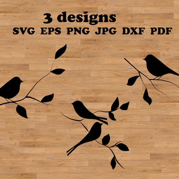 Bird on a branch Svg, birds on a wire, Bird Silhouette svg, Bird clipart svg, birds svg, birds clipart, bird image, birds cricut file