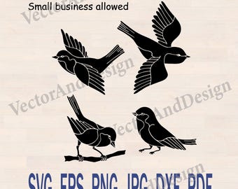 Chickadee Birds SVG, Songbird Cut File for Cricut, Silhouette and Laser Cutting