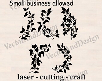 Hand drawn leaves svg bundle, paper botanical cricut file, Laurel wreath Svg, Greenery clipart