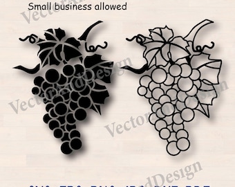 Grape branch SVG, Decorative template for Laser Cut, Cricut and Silhouette, Digital file