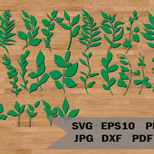 Plantilla de hojas svg, conjunto de 23 diseños, hojas de papel svg, paquete de hojas SVG, archivo de corte SVG de rama, máquina de corte Cricut y silueta Diy