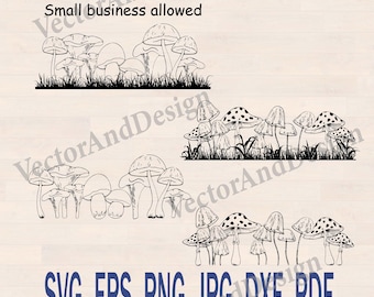 Forest Mushroom Border SVG, Woodland Fungi Clipart for Crafts and Cutting Projects