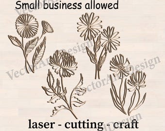Paquete de archivos SVG de flores silvestres, ilustraciones botánicas de flores para Cricut, archivos de corte láser.