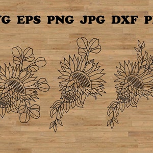 sunflowers Svg, Flower Bouquet Svg, Sunflower Clipart, Wildflower Svg, Botanical Svg, Sunflower Cut File, Sunflower Wedding