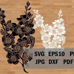 ステンシル桜、桜の花が咲いた枝の切り抜き用テンプレート、プロッター用 SVG テンプレート、Cricut および Silhouette 用 SVG ファイル