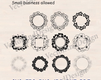 Floral Frame SVG, Round and Square Flower Frames for Wedding Signs and Cricut