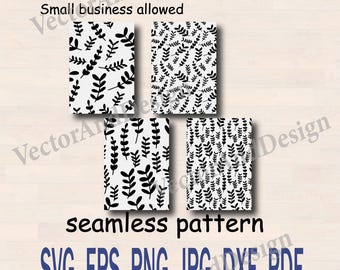 Seamless Pattern Leaves SVG, Botanical Cricut Cut File, Digital Clipart Wallpaper Stencil Design