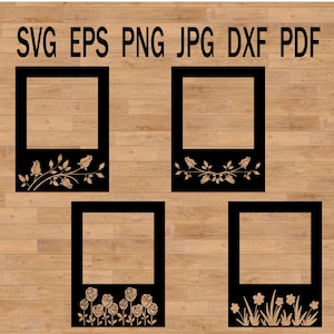 marco de fotos svg, svg botánico, marco de abuela cortado con láser floral, soporte para fotos, marco de fotos svg, archivo svg de hojas