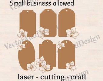 Orchid Flower Gift Tags SVG, Tropical Floral Tags for Cricut, Laser Cut and Scrapbooking