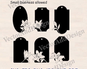 Lily Flower Gift Tags SVG, Floral Tags for Cricut, Laser Cut and Scrapbooking