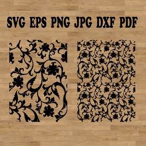 Patrón de damasco sin costuras SVG, damasco SVG, patrón de damasco, patrón floral SVG, damasco DXF, patrón sin costuras SVG, cuero repujado SVG