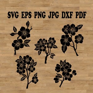 植物の花、桜の枝 SVG、植物 SVG、細い線の植物、植物の花 SVG、花のクリップアート、手描きの花