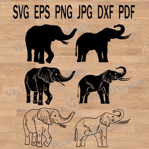 Elephant template svg, Silhouette Files, Cricut Cut Files, Silhouette Cutting Files dxf, Animal Svg