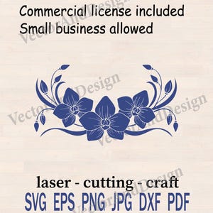 Orchid Flowers SVG Template, Tropical Pattern (Digital Download)
