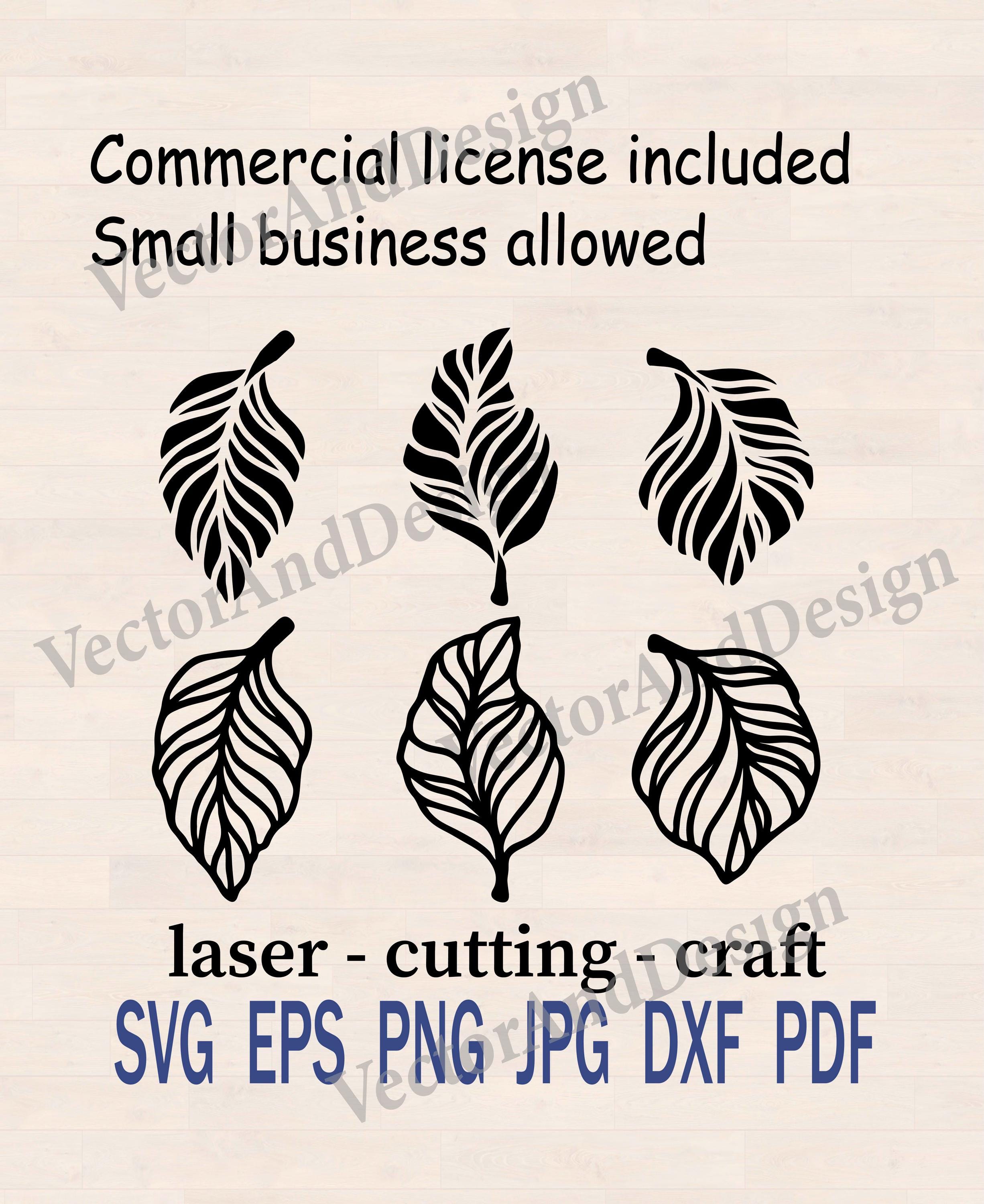 Leaf Svg Files for Cricut, Laser Cut Fall Clipart, Line Art Two