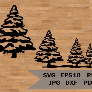 Albero di Natale svg, fascio di pini, clipart di pini, foresta svg, capodanno svg, abete svg, sagome di alberi svg, albero di Natale DXF