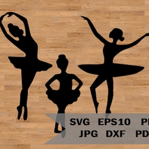 Plantilla de bailarina SVG, silueta de bailarina, clipart de bailarina, archivo de corte de bailarina, pequeña bailarina, linda bailarina, niña bailarina