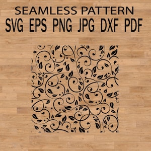 Patrón sin costuras SVG damasco floral SVG, archivo de corte, rizos SVG, elemento decorativo floreciente, elemento de boda
