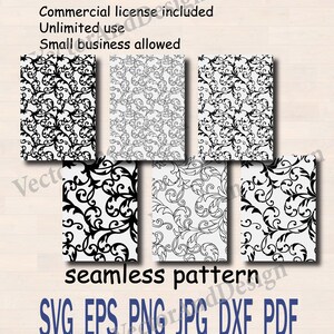 Seamless Damask Pattern A4 , Baroque Floral Digital Paper