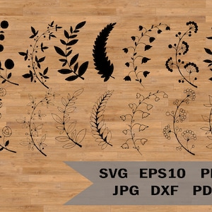 Branches svg, leaf svg for t-shirt decor, botanical svg, botanical clipart, wildflower svg, floral bundle svg, line art svg