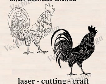 Laser Cut Rooster SVG, Cockerel Chicken Cutting File, Farmhouse Wall Decor (Digital Download)