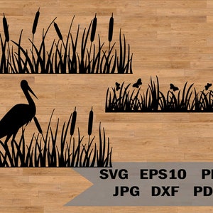 Borde de hierba, clipart de hierba, hierba de primavera SVG, silueta de hierba, SVG de jardín, archivos de corte de hierba, silueta de naturaleza, hierba silvestre, SVG de prado