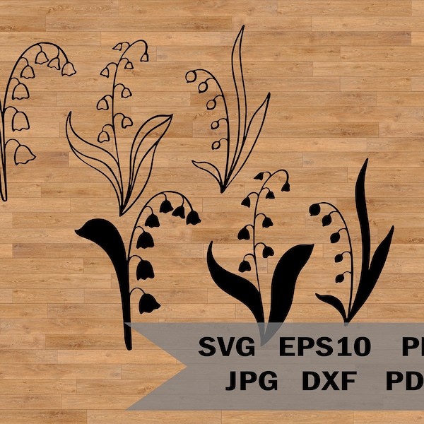 Muguet svg, svg graphique, contour de fleur, Lily svg, fleur de printemps svg, fleur vectorielle, fleur sauvage svg, fleur de naissance svg