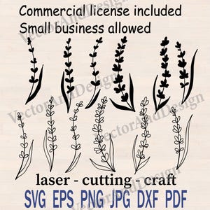 Lavender svg, plotter file, floral nature tattoo design, wildflowers bundle svg