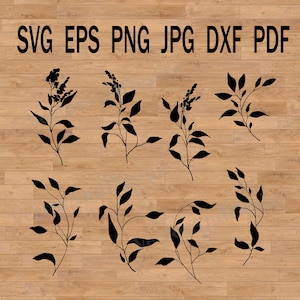 Rama SVG, Plantas SVG Clipart, Hojas cortadas en papel, Hojas cortadas en archivo, Hojas SVG, Rama vectorial, Hoja de paquete SVG, Boda floral SVG