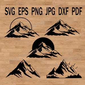 Amanecer en las montañas, Montaña Vector SVG, Montaña DXF, Archivos de corte de montaña, naturaleza SVG, aire libre SVG, camping SVG, Montaña Cricut