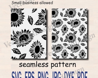 Sunflower Seamless Pattern SVG, Floral Tooled leather Design (Digital Download)