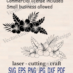 Hibiscus Flower SVG Stencil, Hawaiian Tropical Flowers Template Cut File (Digital Download)
