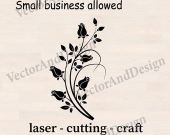 Rose Bouquet SVG Template, Flower PNG, Branch with roses buds, Floral Design (Digital Download)