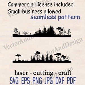 Nature landscape Forest svg, Tree Seamless Border Background svg, laser cut file, Silhouette