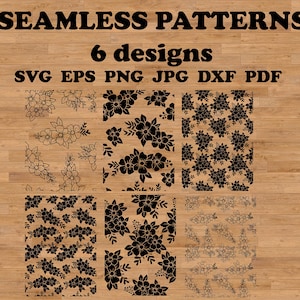 Flowers seamless pattern svg, Flower Pattern SVG, Seamless Clipart, Floral Pattern SVG, tooled leather svg, Seamless cut file, repeat svg