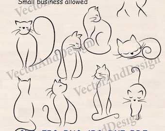 Cat Svg, Cat lovers stickers silhouette vector cut file, kitten Cartoon