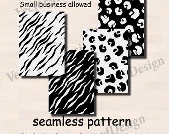 Zebra Leopard Seamless Patterns, Animal Print Digital Paper A4