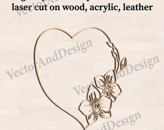 sale❁ハートシェイカー 韓国  オーダー  Flower入り Frame Orchid Svg, Heart Flower Template, Tropical Branch Cut File