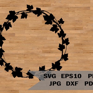 Couronne de lierre, svg dessiné à la main, clipart Couronne de lierre, clipart Couronne de feuilles, clipart vignes, automne feuilles de lierre, svg cercle Couronne, cadre monogramme