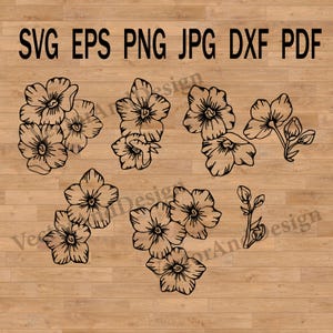 桜 SVG、華やかなクリップアート、花束のクリップアート、花のクリップアート、植物の SVG、花の SVG バンドル、花のスケッチ