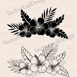 Hibiscus Flower SVG Stencil, Hawaiian Tropical Flowers Template Cut File (Digital Download)