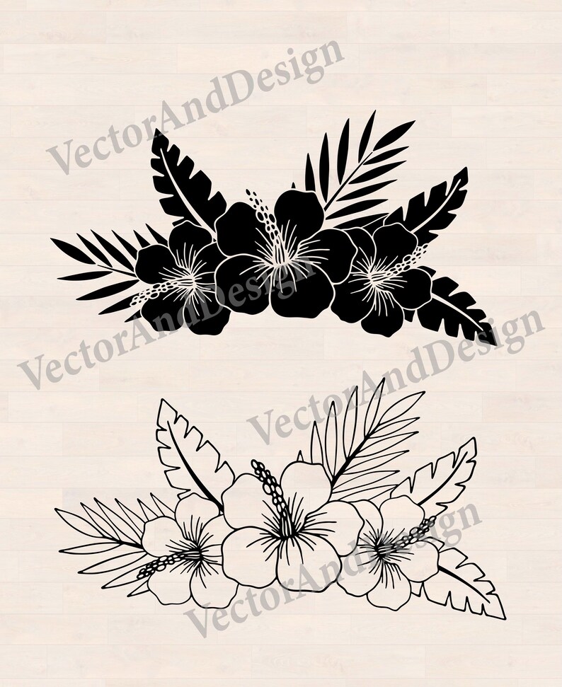 Hibiscus Flower SVG Stencil, Hawaiian Tropical Flowers Template Cut File (Digital Download)