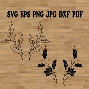 svg botánico, elementos de diseño de bricolaje, gráficos vectoriales, Adobe Illustrator, flores vectoriales, svg de borde de hoja, svg de vegetación, svg de rama de flores