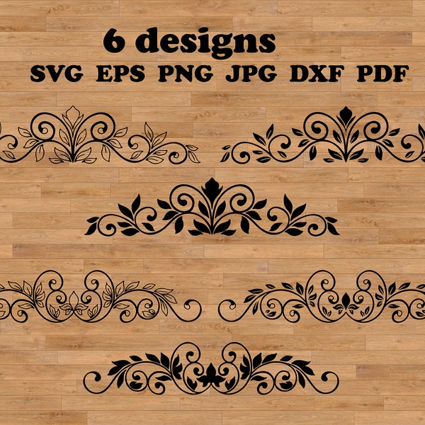 Damask ornament Svg, damask border Svg, floral eps, decor accent svg, floral laser file, baroque svg, Damask Pattern, Flourish Damask